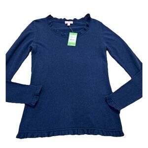 NEW Lilly Pulitzer Size L Prissy Silk Cashmere Blend Sweater Navy